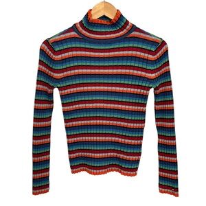 Tommy Hilfiger Red and Blue Cowl Turtleneck Sweater